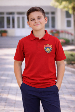 TRICOU POLO ROȘU BRODERIE SCHOOL