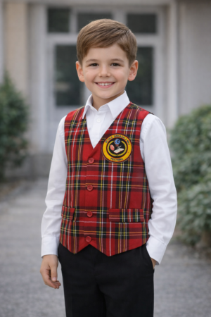 VESTĂ ȘCOLARĂ BĂIEȚI ROSU-ALBASTRU PERSONALIZATĂ
